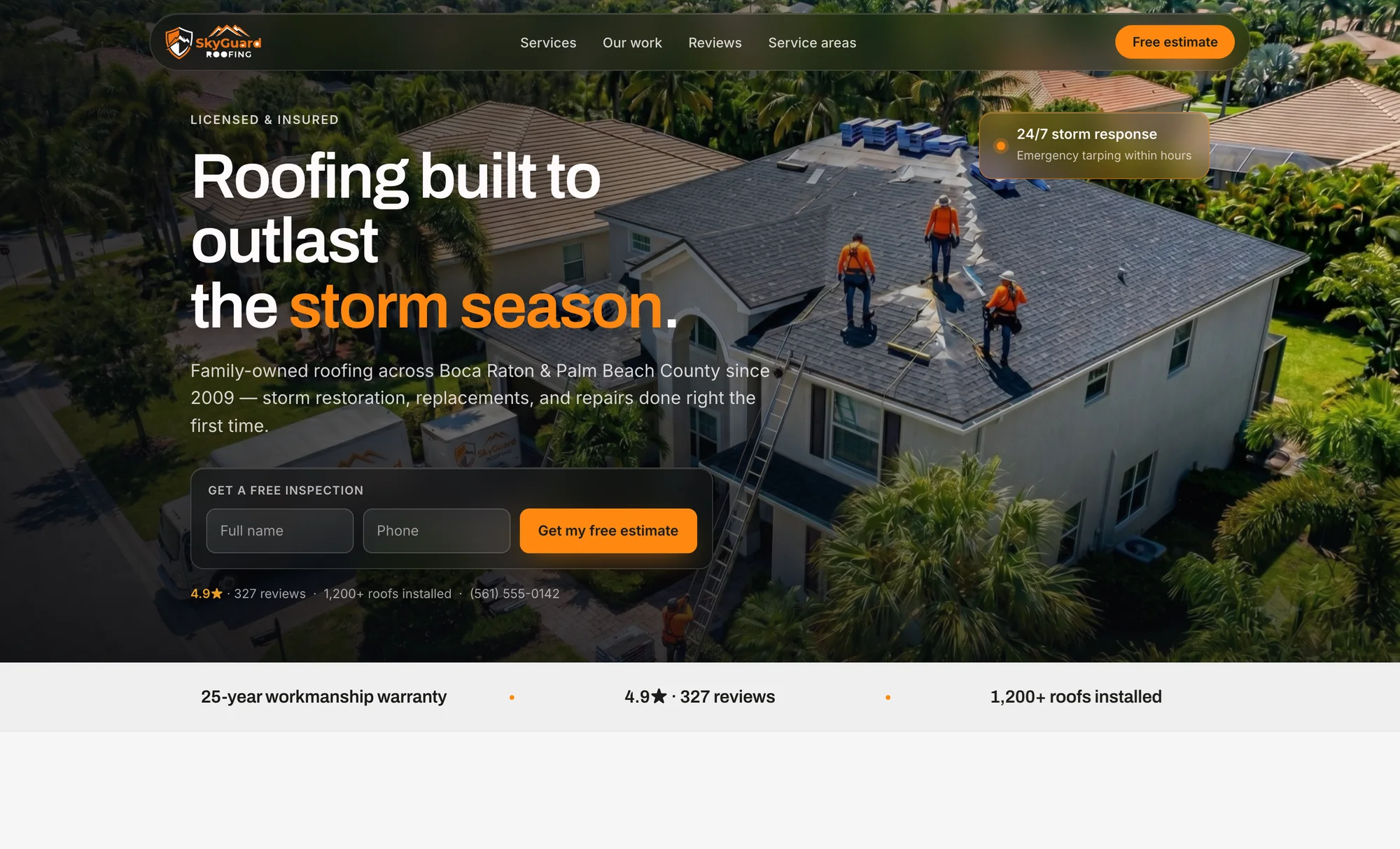 SkyGuard Roofing — a conversion-led site built by exeral